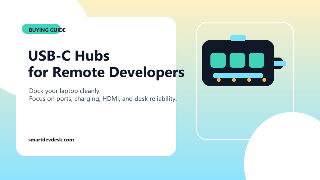 Illustrated featured image for a USB-C hubs buying guide for remote developers.